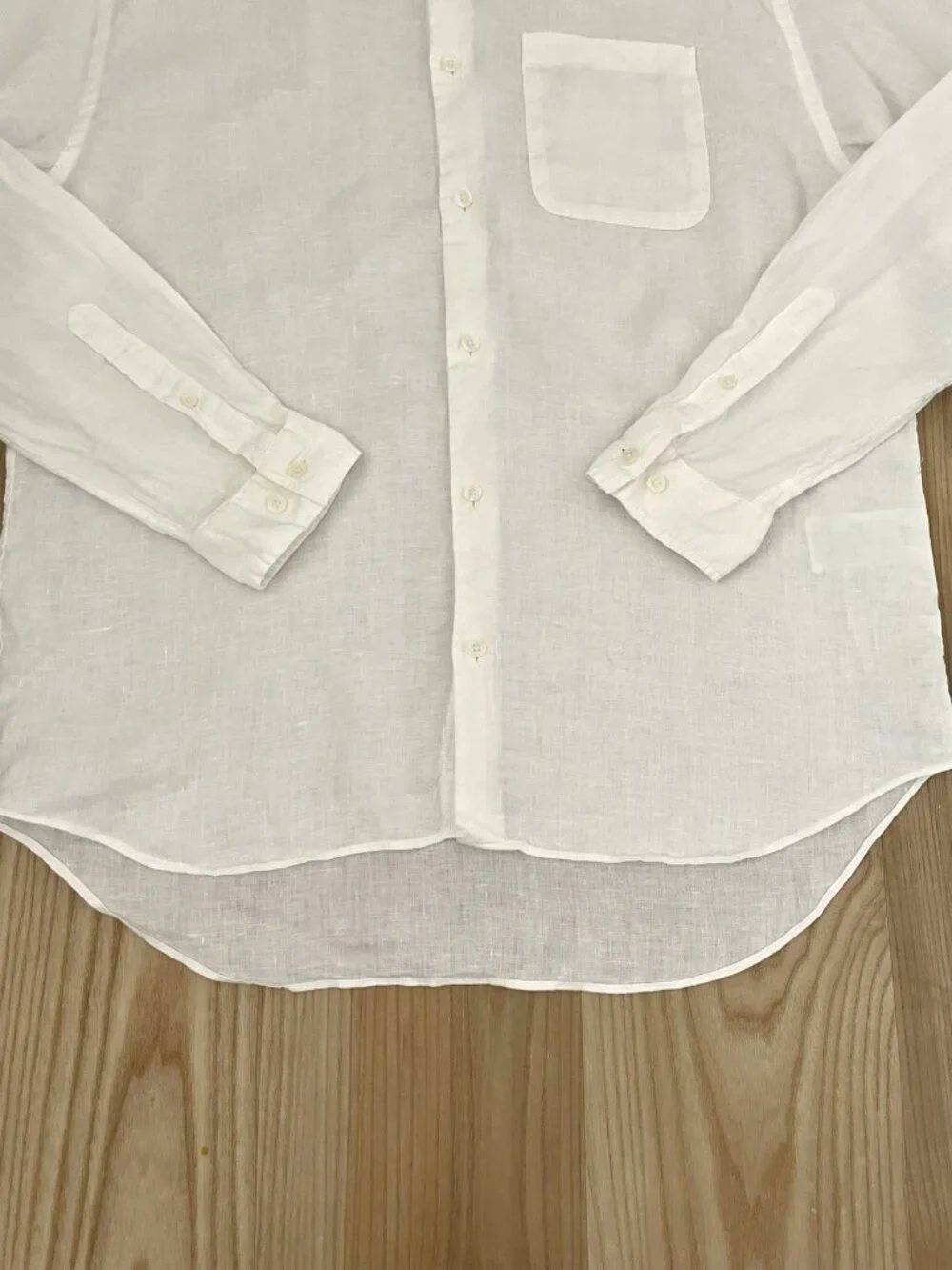 MUJI 100% Linen Oversized Mandarin Collar Button Front Top White size Medium - Picture 3 of 7